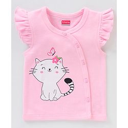 Babyhug 100% Cotton Half Sleeves Striped & Cat Printed Vest Pack Of 3 - Multicolour
