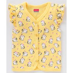 Babyhug 100% Cotton Half Sleeves Striped & Cat Printed Vest Pack Of 3 - Multicolour