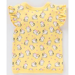Babyhug 100% Cotton Half Sleeves Striped & Cat Printed Vest Pack Of 3 - Multicolour