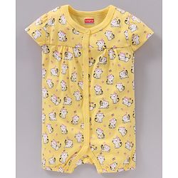 Babyhug Short Sleeves 100% Cotton Romper Pack of 2 - Pink Yellow