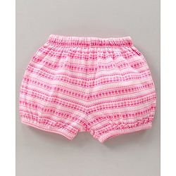 Babyhug 100% Cotton Bloomers Cat Print & Striped Pack Of 5 - Pink Yellow