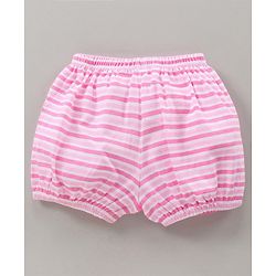 Babyhug 100% Cotton Bloomers Cat Print & Striped Pack Of 5 - Pink Yellow