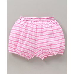 Babyhug 100% Cotton Bloomers Cat Print & Striped Pack Of 5 - Pink Yellow