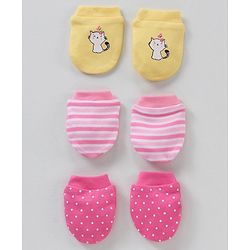 Babyhug 100% Cotton Mittens Set Multi Print Pack Of 3 - Multicolor