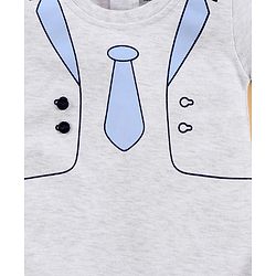 Babyhug Half Sleeves Cotton Romper Printed - Light Grey