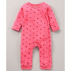 Babyhug 100% Cotton Knit Full Sleeves Rompers Set Heart & Penguin Print Pack of 2 - Multicolour