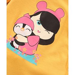 Babyhug 100% Cotton Knit Full Sleeves Rompers Set Heart & Penguin Print Pack of 2 - Multicolour