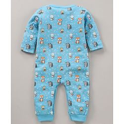 Babyhug 100% Cotton Full Sleeves Fox Print & Striped Rompers Pack Of 2 - Multicolour