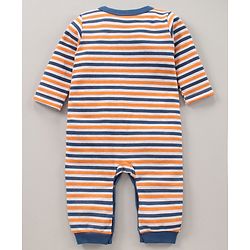 Babyhug 100% Cotton Full Sleeves Fox Print & Striped Rompers Pack Of 2 - Multicolour