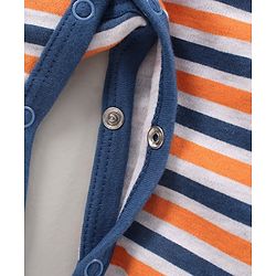 Babyhug 100% Cotton Full Sleeves Fox Print & Striped Rompers Pack Of 2 - Multicolour