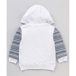 Babyhug Half Sleeves T-Shirt & Hooded Jacket With Joggers Tiger Print - White Orange Blue