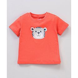Babyhug Half Sleeves T-Shirt & Hooded Jacket With Joggers Tiger Print - White Orange Blue