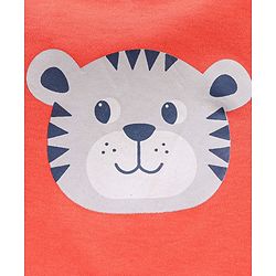 Babyhug Half Sleeves T-Shirt & Hooded Jacket With Joggers Tiger Print - White Orange Blue