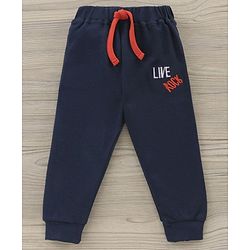Babyhug Half Sleeves T-Shirt & Hooded Jacket With Joggers Text Print - Orange Navy Blue