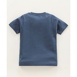 Babyhug Half Sleeves Cotton Solid T-Shirt with Logo - Navy