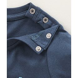 Babyhug Half Sleeves Cotton Solid T-Shirt with Logo - Navy