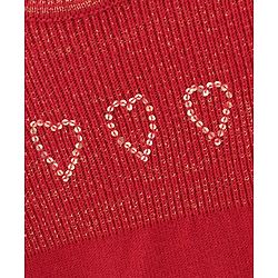 Babyhug Full Sleeves Solid Woollen Dress Sequin Design - Red