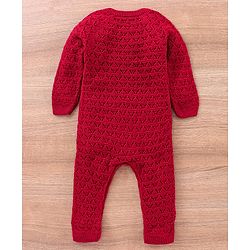 Babyhug Full Sleeves Romper Solid Textured - Red