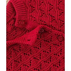 Babyhug Full Sleeves Romper Solid Textured - Red