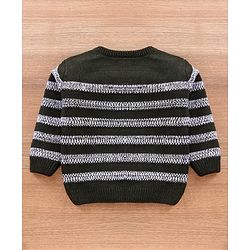 Babyhug Full Sleeves Striped Pullover - Olive