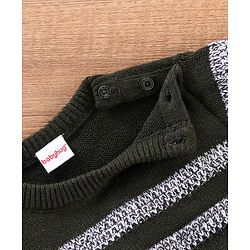 Babyhug Full Sleeves Striped Pullover - Olive