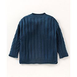 Babyhug Full Sleeves Knit Pullover Cable Knit Sweater - Navy Blue