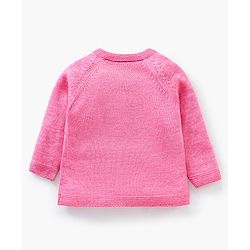 Babyhug Full Sleeves Baby Sweater Set With Cap Bunny Patch- Pink