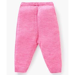 Babyhug Full Sleeves Baby Sweater Set With Cap Bunny Patch- Pink