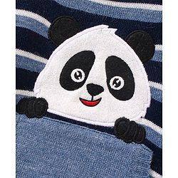 Babyhug Full Sleeves Sweater Stripes Design & Panda Patch- Navy Blue