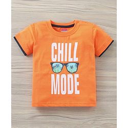 Babyhug Half Sleeves Tee and Shorts Set Text Print - Orange Navy
