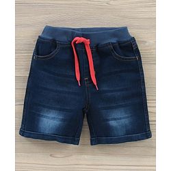 Babyhug Cotton Knit Half Sleeves T-Shirt & Denim Shorts Stripes - Blue White