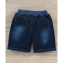 Babyhug Cotton Knit Half Sleeves T-Shirt & Denim Shorts Stripes - Blue White