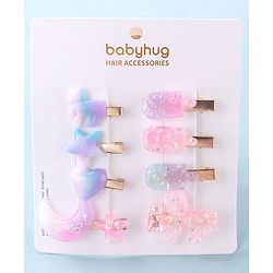 Babyhug Hair Pins And Clips Free Size Pack of 8 - Multicolor