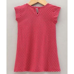 Babyhug Cotton Lycra Short Sleeves Nighty Polka Dot Print - Pink