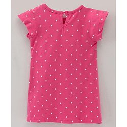 Babyhug Cotton Knit Half Sleeves Polka Dots Print Nighty - Pink