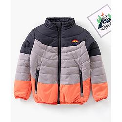 Babyhug Full Sleeves Color Block Quilted Jacket - Multicolour