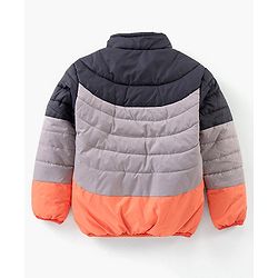 Babyhug Full Sleeves Color Block Quilted Jacket - Multicolour
