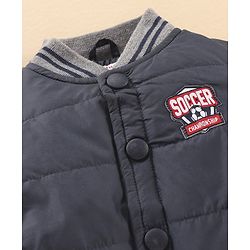 Babyhug Full Sleeves Solid Color Quilted Bomber Jacket - Navy Blue
