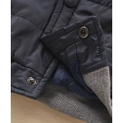 Babyhug Full Sleeves Solid Color Quilted Bomber Jacket - Navy Blue
