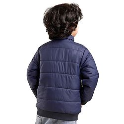 Babyhug Full Sleeves Quilted Bomber Jacket Solid Colour - Navy Blue