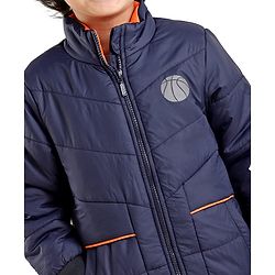 Babyhug Full Sleeves Quilted Bomber Jacket Solid Colour - Navy Blue