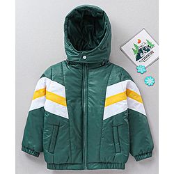 Babyhug Full Sleeves Color Block Hooded Jacket - Multicolor
