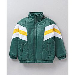 Babyhug Full Sleeves Color Block Hooded Jacket - Multicolor