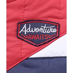 Babyhug Full Sleeves Hooded Padded Jacket Colour Block Pattern - Navy Red