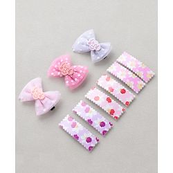 Babyhug Free Size Floral & Polka Dots Printed Hair Clips Pack of 9 - Multicolor