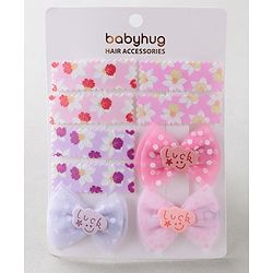 Babyhug Free Size Floral & Polka Dots Printed Hair Clips Pack of 9 - Multicolor