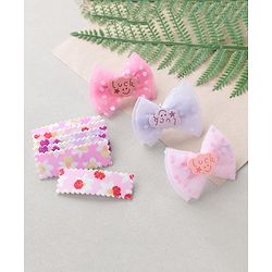 Babyhug Free Size Floral & Polka Dots Printed Hair Clips Pack of 9 - Multicolor