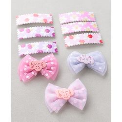 Babyhug Free Size Floral & Polka Dots Printed Hair Clips Pack of 9 - Multicolor