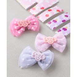 Babyhug Free Size Floral & Polka Dots Printed Hair Clips Pack of 9 - Multicolor