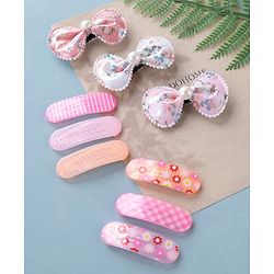 Babyhug Bow Design & Floral Printed Snap Clips Pack of 9 -Multicolor